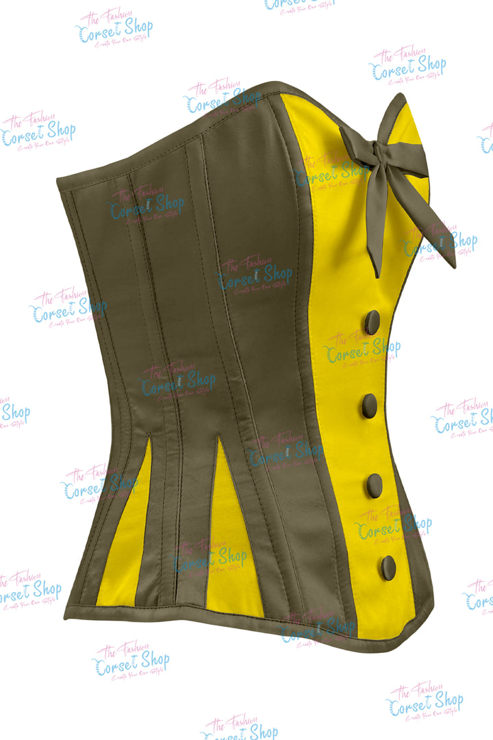 Elise Satin Steel Boned Overbust Corset With Bow