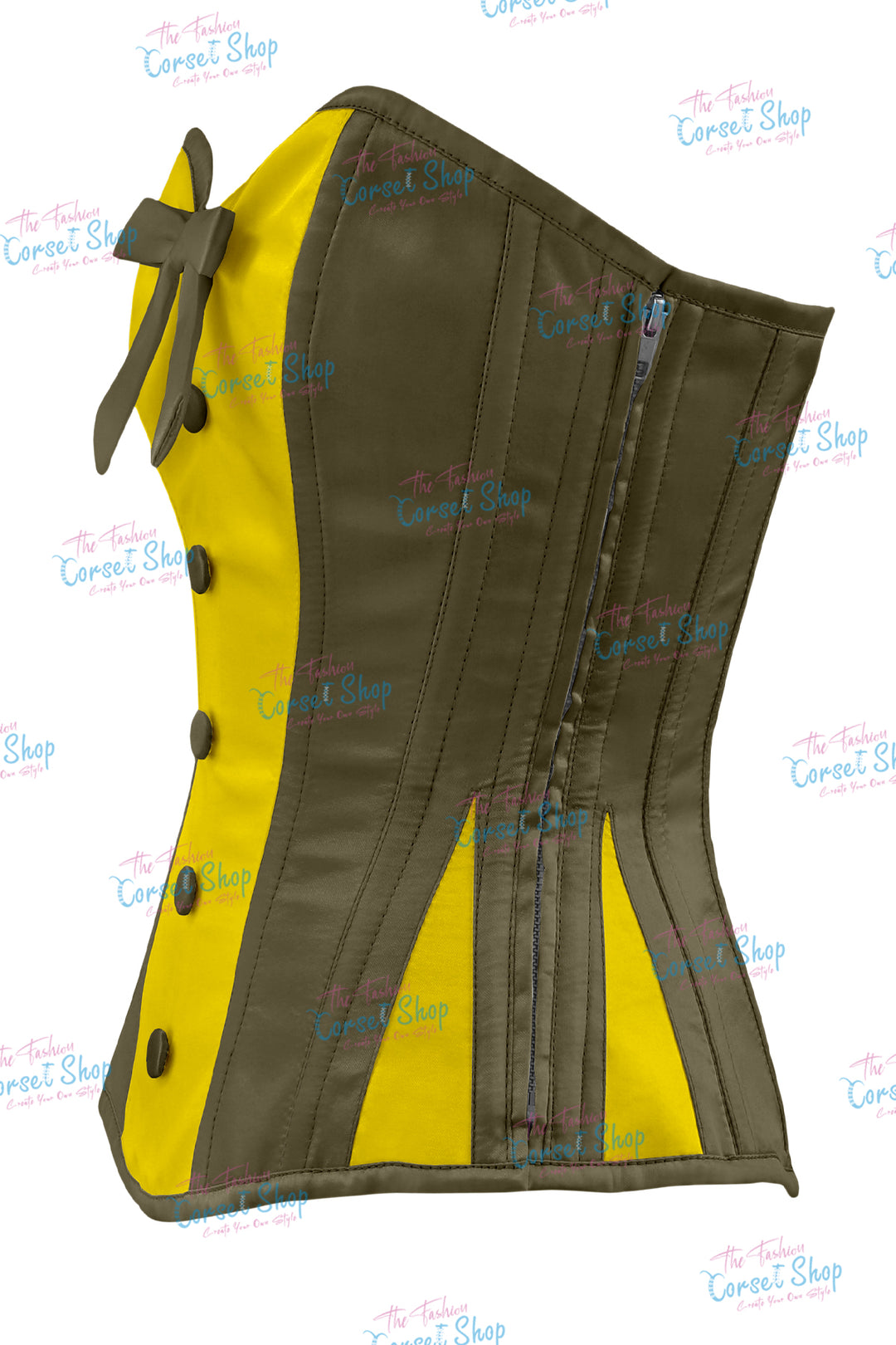 Elise Satin Steel Boned Overbust Corset With Bow