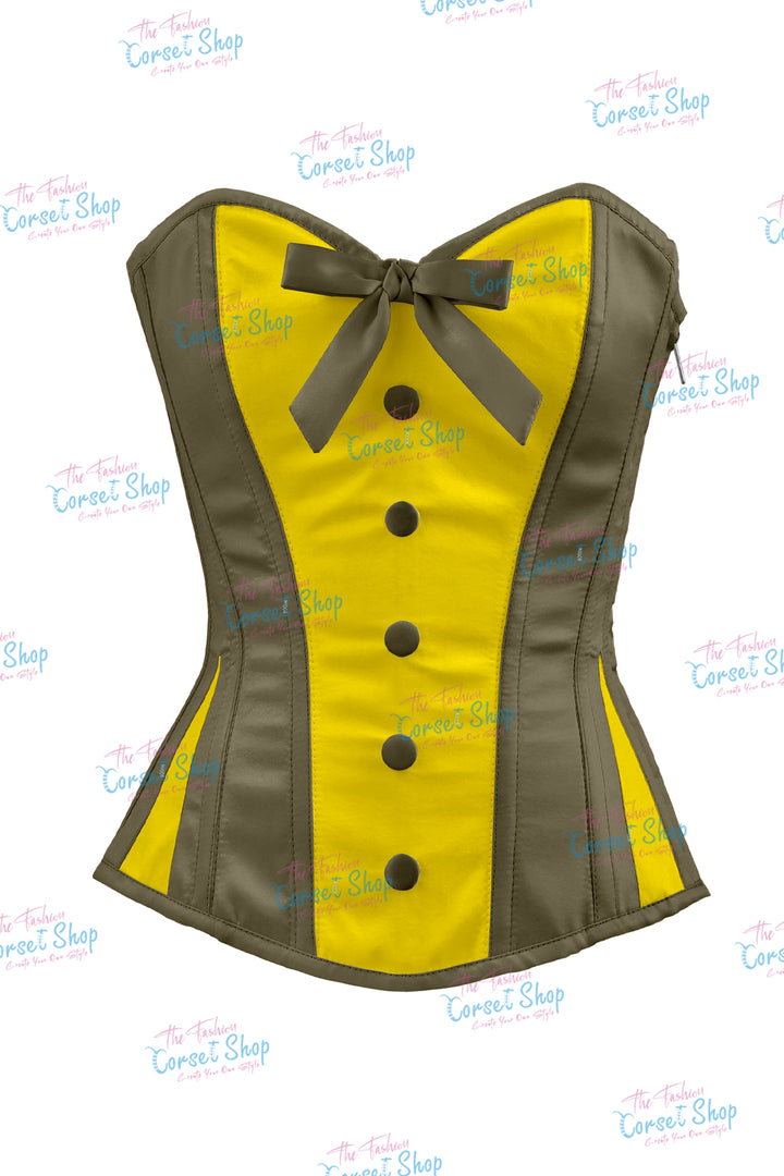 Elise Satin Steel Boned Overbust Corset With Bow