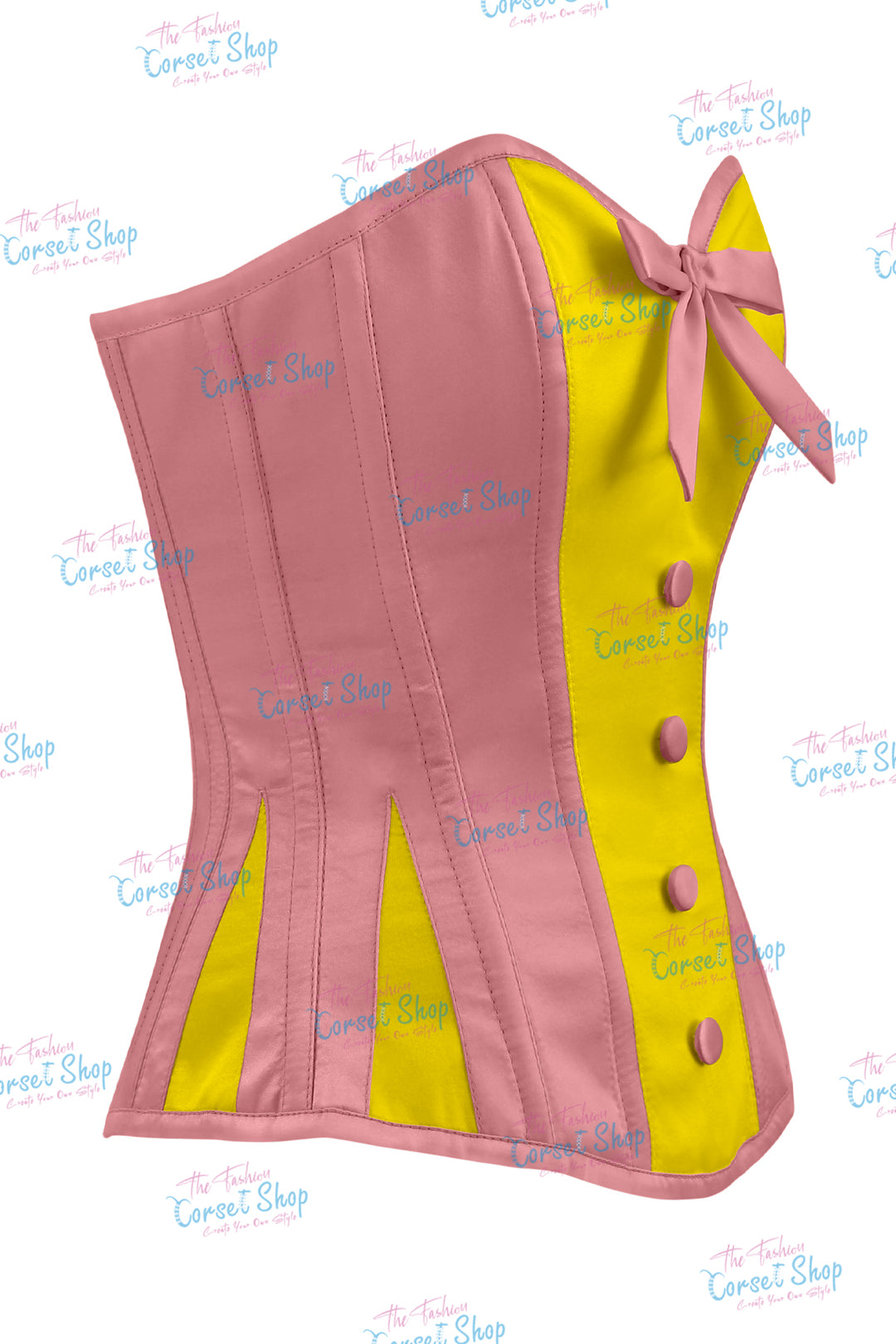 Elise Satin Steel Boned Overbust Corset With Bow