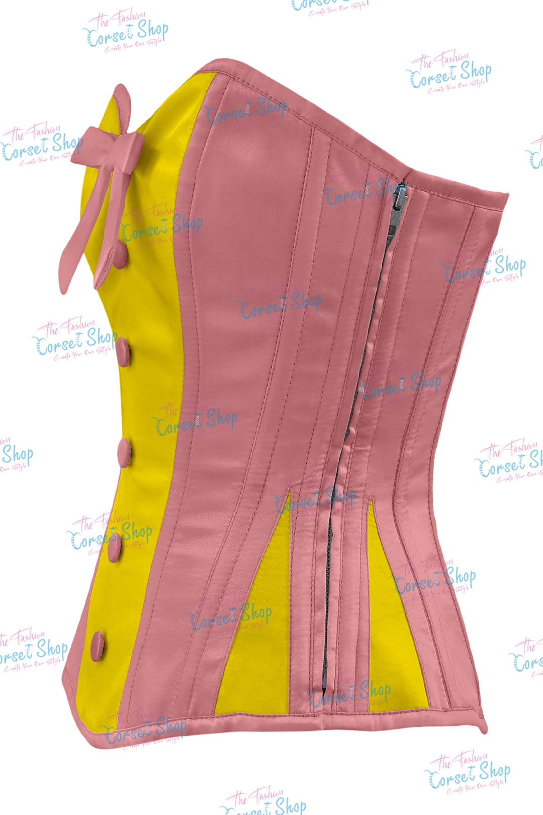 Elise Satin Steel Boned Overbust Corset With Bow