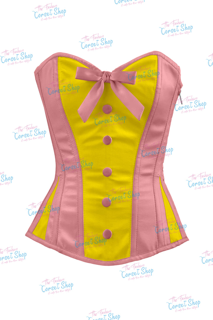 Elise Satin Steel Boned Overbust Corset With Bow