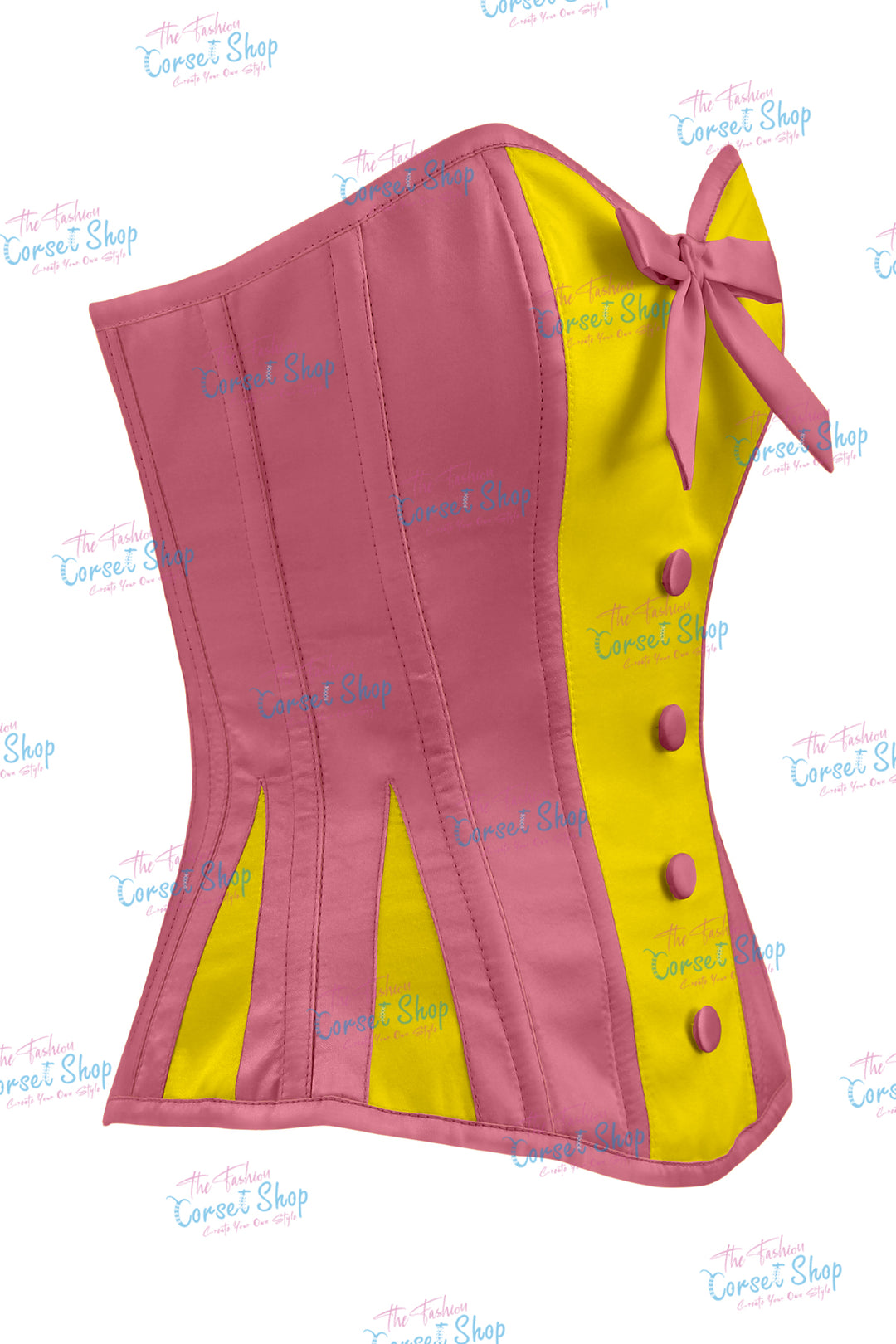 Elise Satin Steel Boned Overbust Corset With Bow