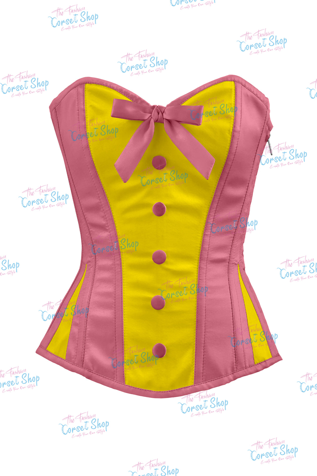 Elise Satin Steel Boned Overbust Corset With Bow